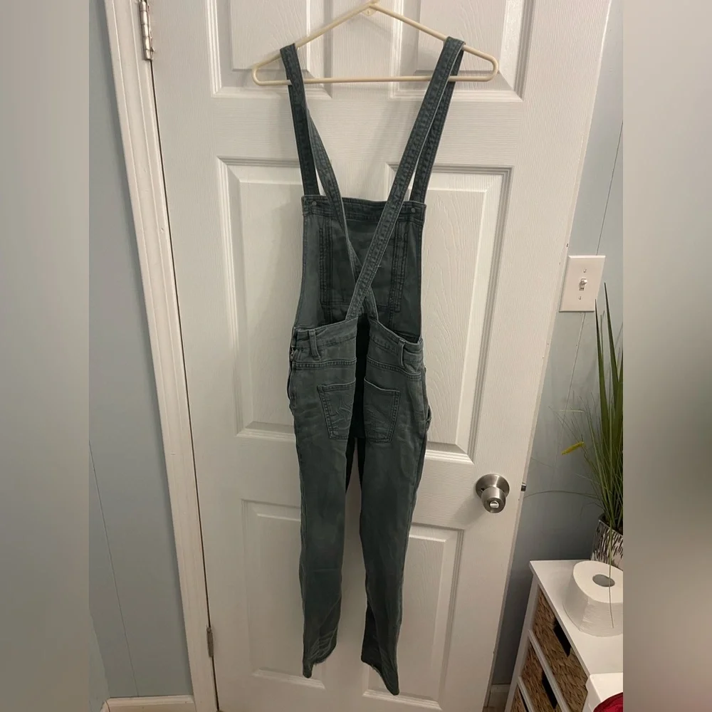 Free People Olive Utility Denim Overalls Jumpsuit